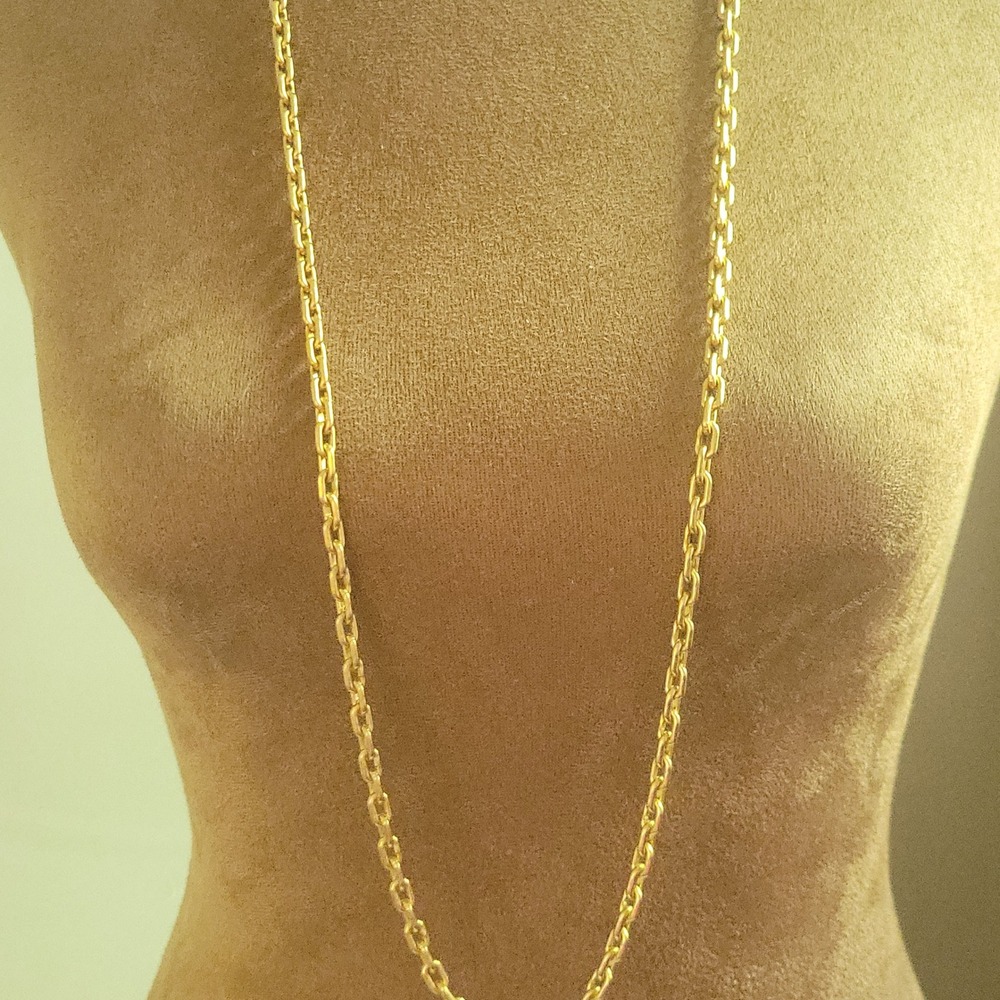 DKNY Gold Tone 34" Long Anchor Link Chain Necklace Size 34 Quiet Luxury